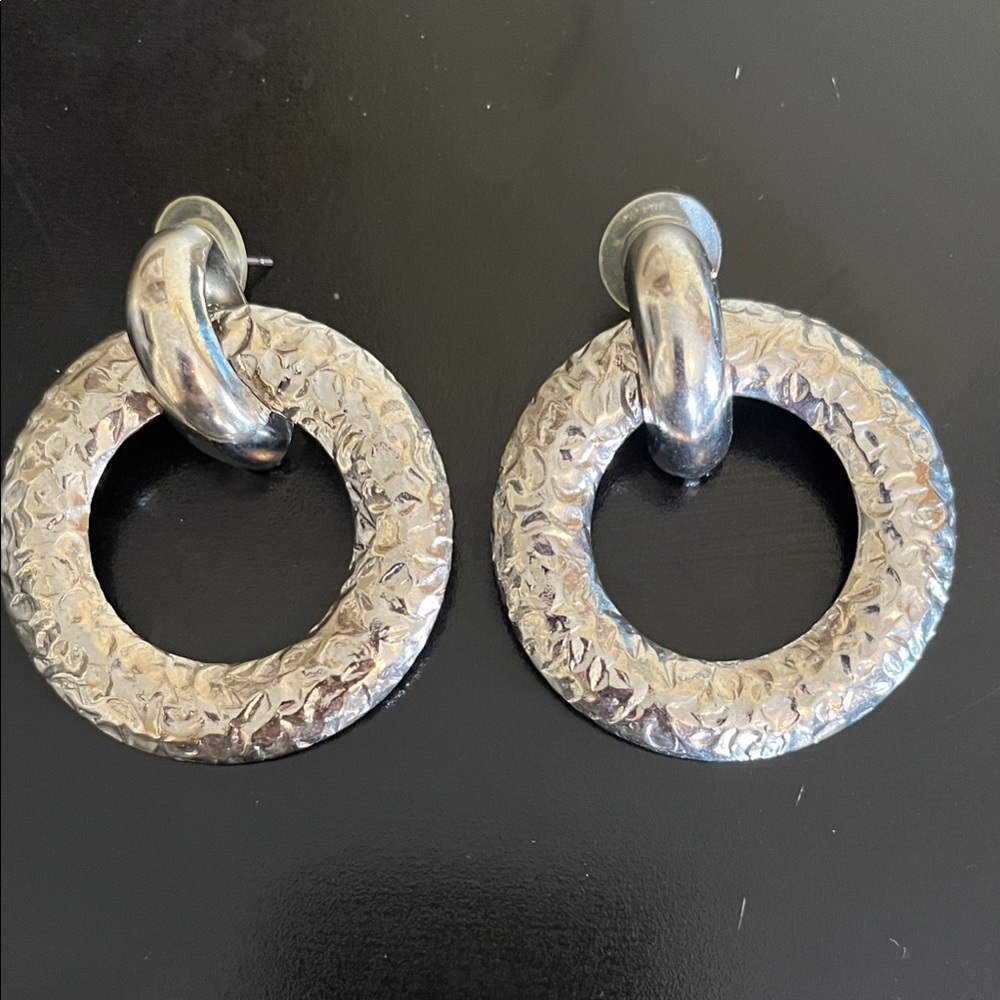 Elegant Hammered Silver Hoop Earrings